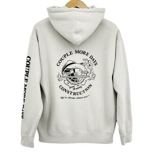 Men's Beige Graphic Fleece Hoodie Large